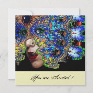 EPHEMERAL Mardi Gras masquerade ball white ice Invitation