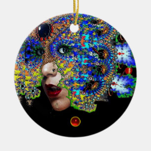 EPHEMERAL , Red Ruby , Blue Sapphire Ceramic Ornament