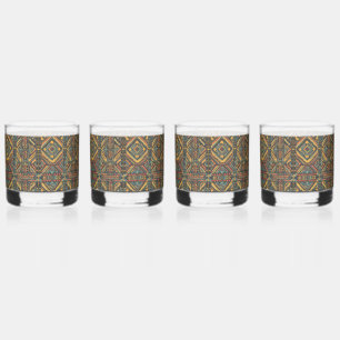 Ephemeral Sky Blue "Centuries-Old Geometric Elegan Whiskey Glass