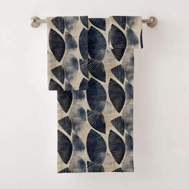 Ephemeral Waves of Silk Shibori Japanese Bath Towel Set (Insitu)