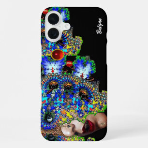EPHEMERAL/ WOMAN WITH COLORFUL FRACTAL MASK Ruby iPhone 16 Plus Case