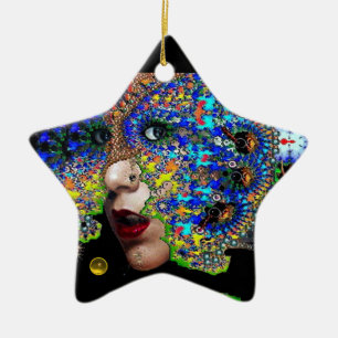 EPHEMERAL , Yellow Topaz , Blue Sapphire Star Ceramic Tree Decoration
