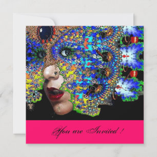 EPHEMERALMardi Gras Masquerade Ball,fuchsia black Invitation