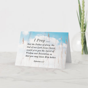 Ephesians 1:17 Bible Prayer for Wisdom Revelation Card