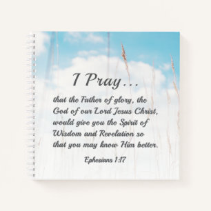 Ephesians 1:17 Bible Prayer for Wisdom Revelation Notebook