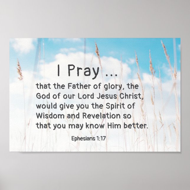 Ephesians 1:17 Bible Prayer for Wisdom Revelation  Poster (Front)