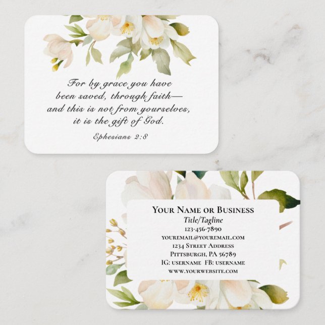 Ephesians 2:8 By Grace you have been saved Bible Business Card (Front/Back)