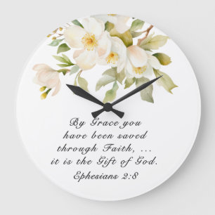 Ephesians 2:8 By Grace you have been saved Bible Large Clock