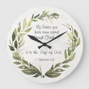 Ephesians 2:8 By Grace you have been saved Large Clock