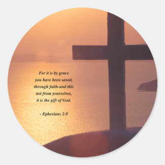 EPHESIANS 2:8 CLASSIC ROUND STICKER