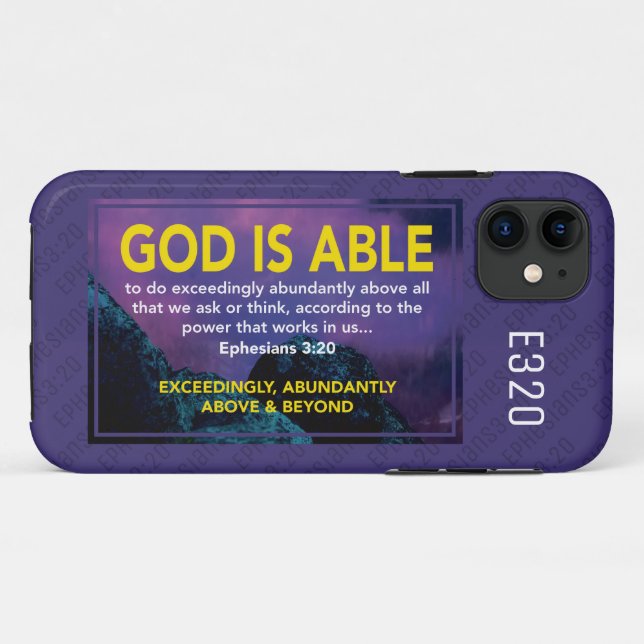 Ephesians 3:20 | GOD IS ABLE Christian Purple Case-Mate iPhone Case (Back (Horizontal))