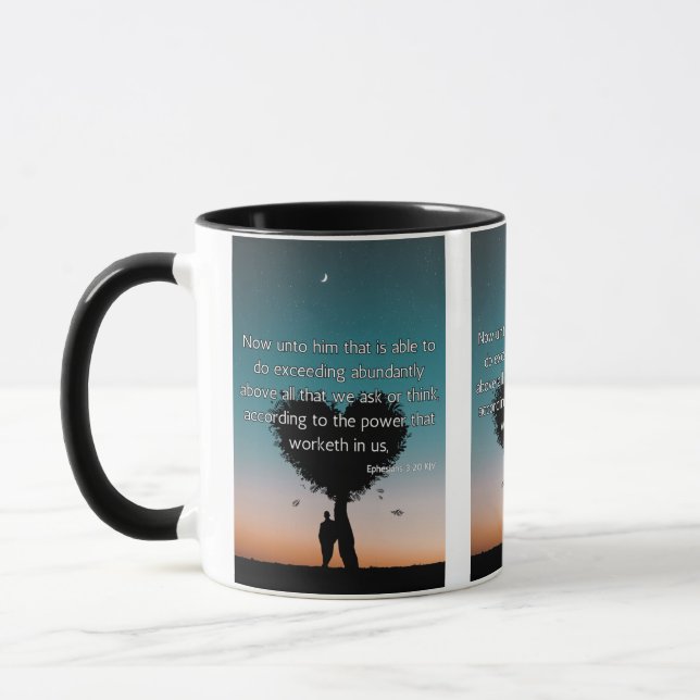Ephesians 3:20 KJV Bible Verse Pic Two-Tone Mug (Left)