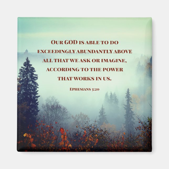 Ephesians 3:20 Our GOD is Able... Fall Forest  Magnet (Front)