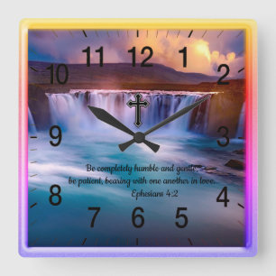Ephesians 4:2 Christian Faith prayer Square Wall Clock