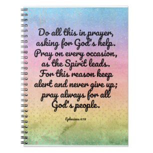 Ephesians 6:18 rainbow Bible Verse Prayer Notebook