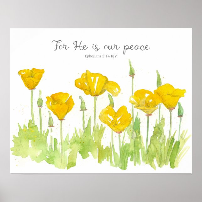 Ephesians Scripture California Poppy Flowers Poster (Front)
