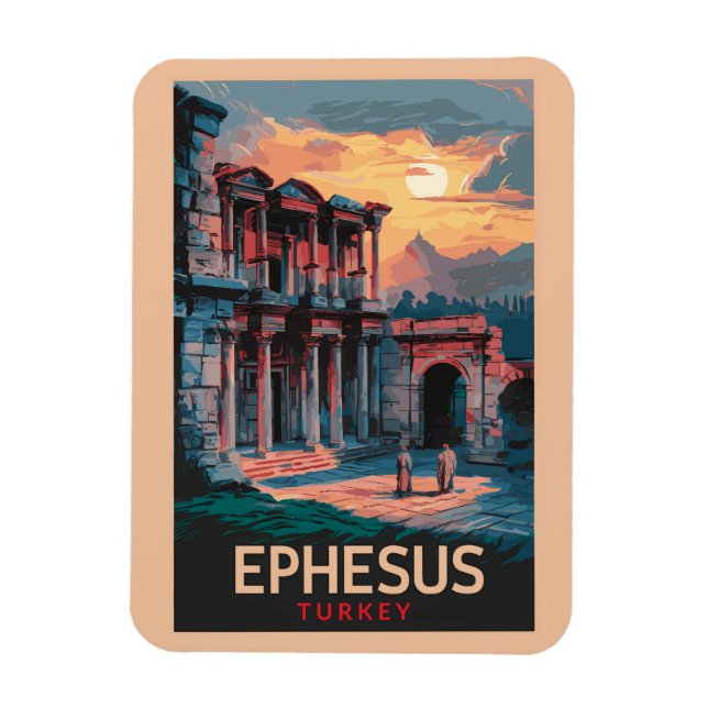 Ephesus Library of Celsus Travel Art Vintage Magnet (Vertical)