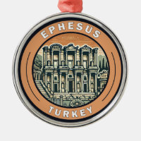 Ephesus Turkey Illustration Travel Art Badge