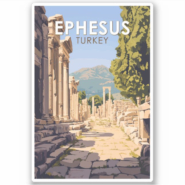 Ephesus Turkey Travel Art Vintage (Front)