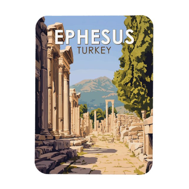 Ephesus Turkey Travel Art Vintage Magnet (Vertical)