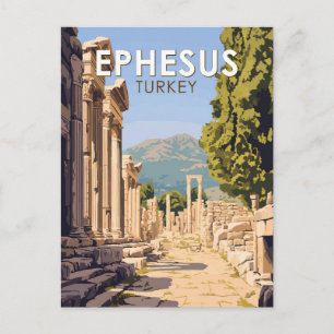 Ephesus Turkey Travel Art Vintage Postcard