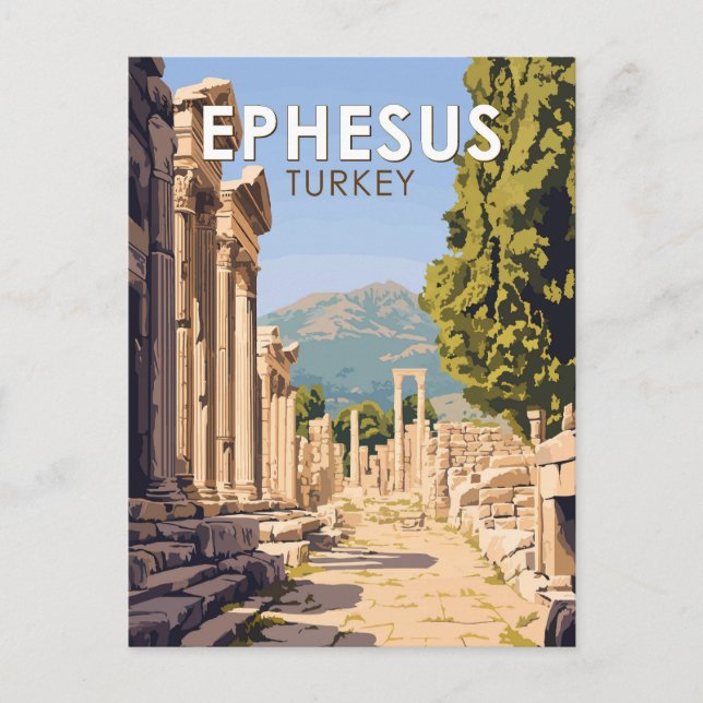 Ephesus Turkey Travel Art Vintage Postcard (Front)