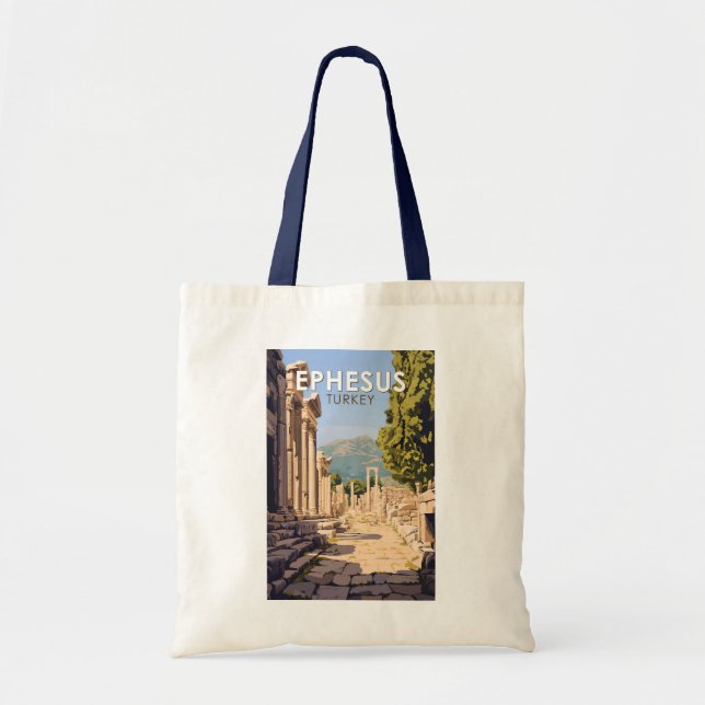 Ephesus Turkey Travel Art Vintage Tote Bag (Front)