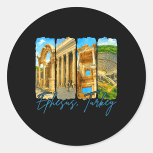Ephesus Turkey Traveling Trip Brushstroke Meet Me  Classic Round Sticker