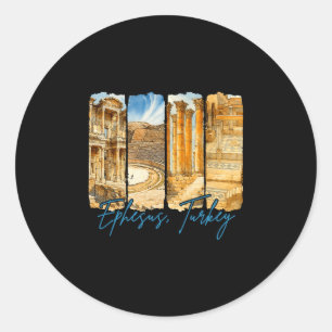Ephesus Turkey Traveling Trip Brushstroke Souvenir Classic Round Sticker