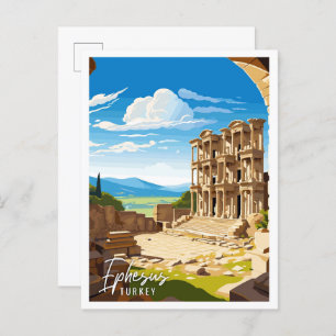 Ephesus Turkey vintage travel illustration Postcard