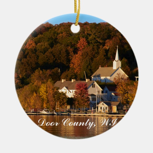 Ephraim, Wisconsin at Sunset Ceramic Tree Decoration (Front)