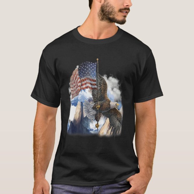 Epic American Eagle Swea 4 Of July Usa Flag Mounta T-Shirt (Front)