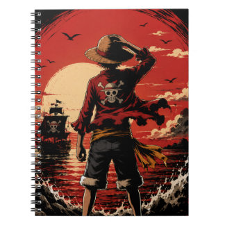 Epic Anime Pirate at Crimson Sunset | Adventure Fa Notebook