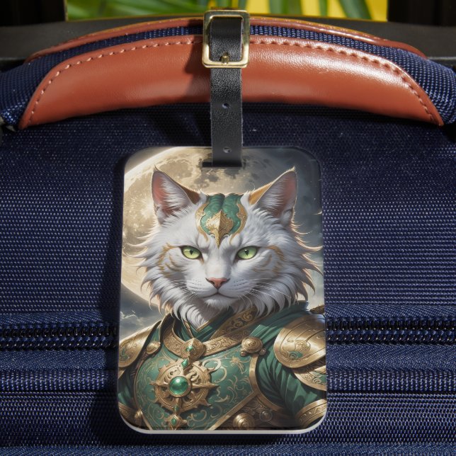Epic Armoured Cat Warrior Luggage Tag (Front Insitu 2)