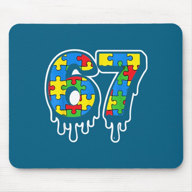 Epic Autism Six Seven Drip 67 Number Mouse Pad (Front)