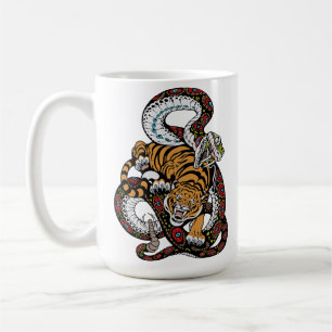 Epic Battle: Tiger vs. Snake Art Coffee Mug