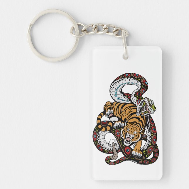 Epic Battle: Tiger vs. Snake Art Key Ring (Front)