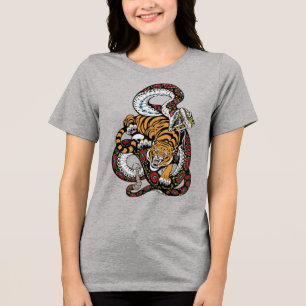 Epic Battle: Tiger vs. Snake Art Tri-Blend Shirt