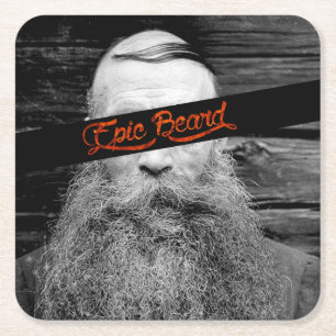 Epic beard square paper coaster