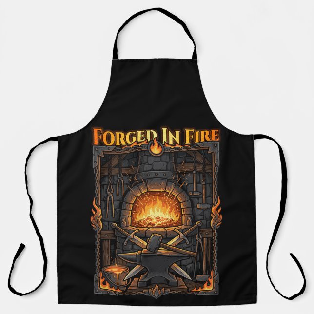 Epic Blacksmith Forge Anvil & Swords Fantasy Art Apron (Front)