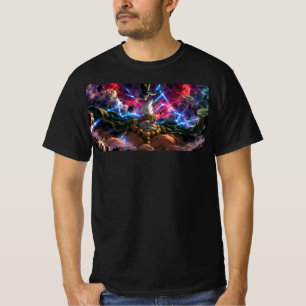 Epic Cosmic Fantasy Guardian with Lightning and T-Shirt