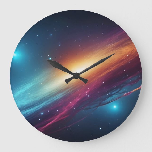 Epic Cosmic Galaxy Neon Abstract Bright Supernova Large Clock (Front)