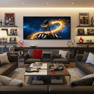Epic Cosmic Guitarist Magical Galaxy Poster