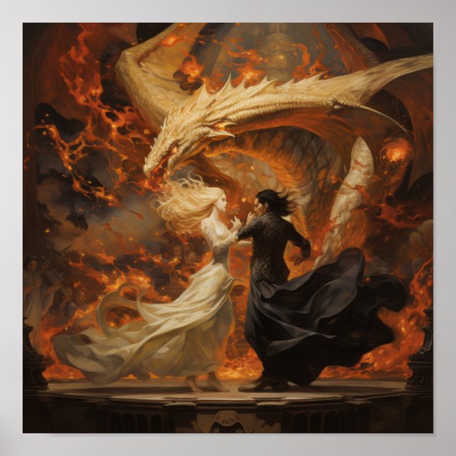 Epic Dance of Dragons Poster - Stunning Fantasy Ar (Front)