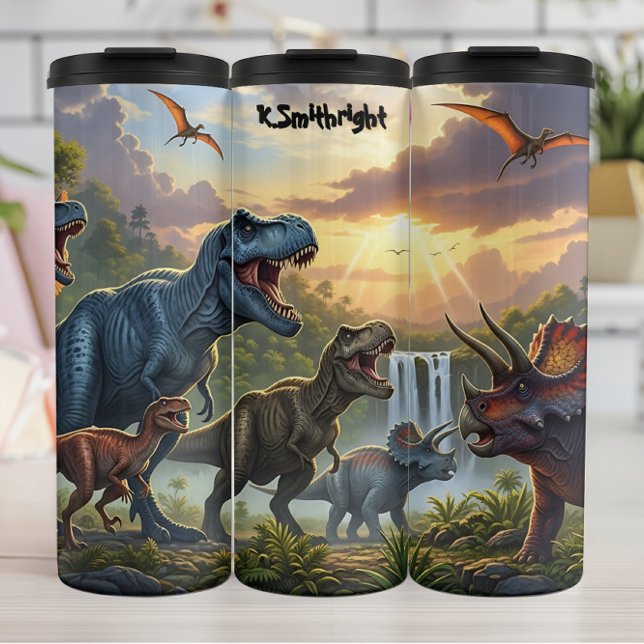 Epic Dinosaur Valley Waterfall Sunset Thermal Tumbler (Creator Uploaded)
