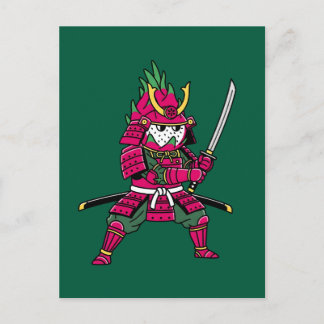 Epic Dragon Fruit Samurai Warrior Katana Illustrat Postcard