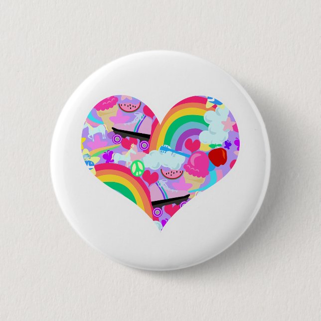 Epic Eighties Explosion Heart 6 Cm Round Badge (Front)
