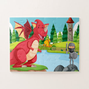 Epic Fantasy Adventure - Knight vs. Dragon Jigsaw Puzzle
