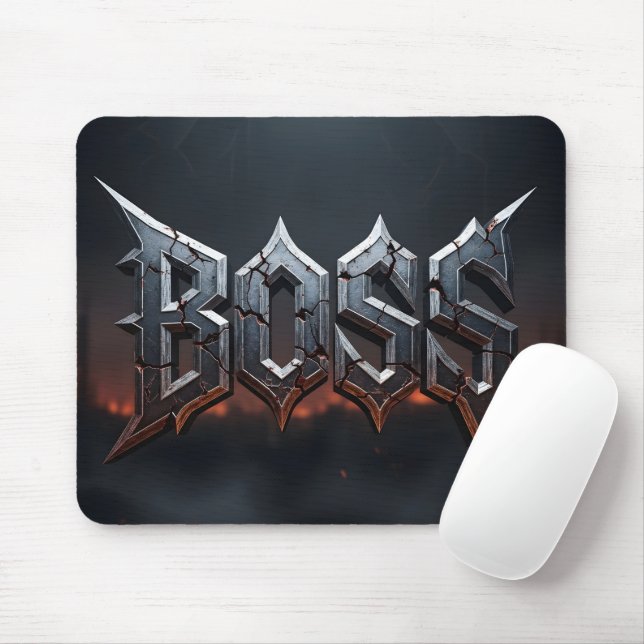 Epic Fantasy BOSS Distressed Iron Metal Mouse Pad (With Mouse)