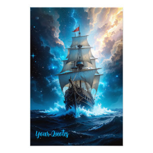 Epic Fantasy Sailing Ship Storm Ocean Photo Print
